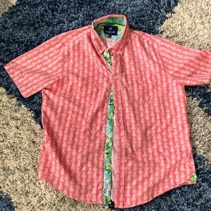 Short sleeve summer pink button up
